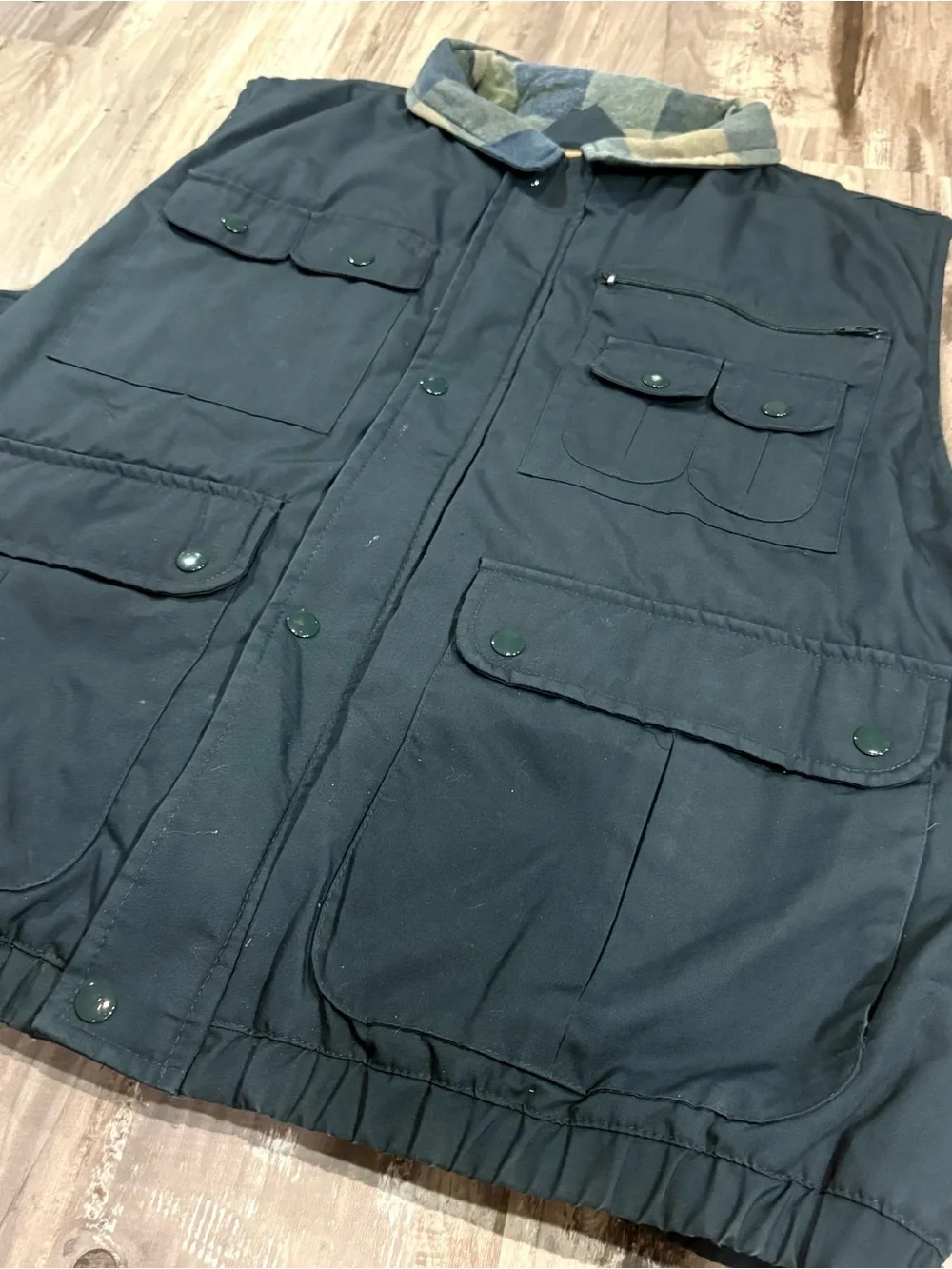 Vtg Eagle Ridge Outfitters Green Mens XL Flannel Plaid Lined Insulated Vest